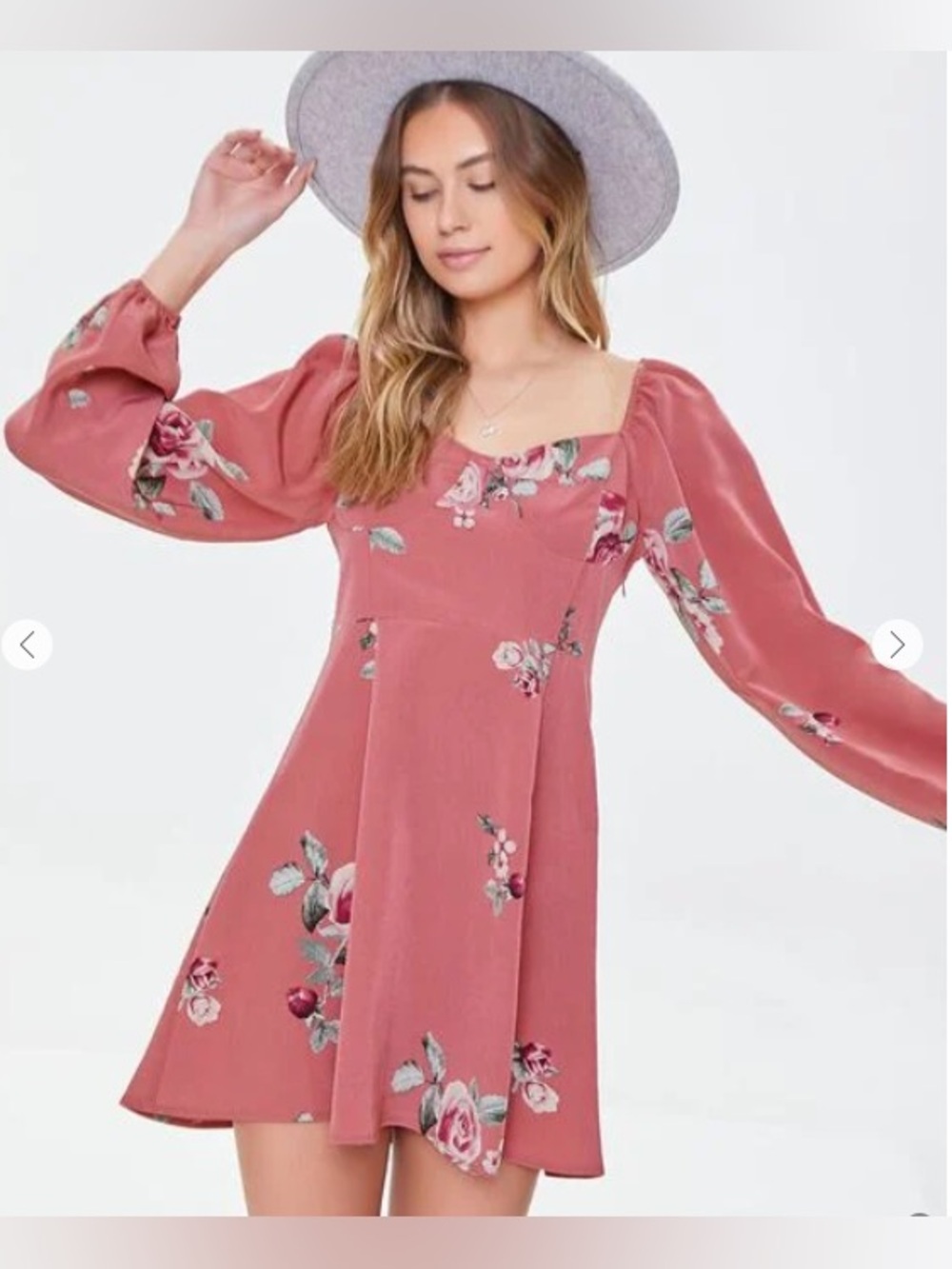 Forever 21 Long Sleeve Floral Mini Dress